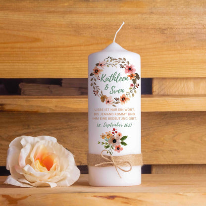 Personalisierte Hochzeitskerze Herbst