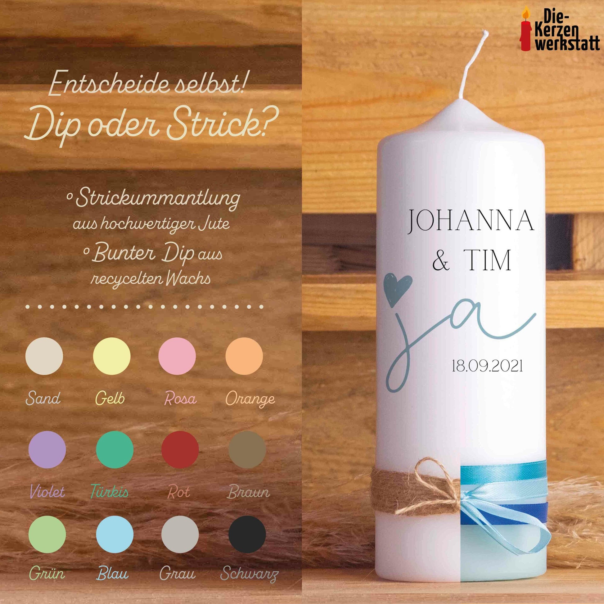 Hochzeitskerze | Ja | Personalisiert