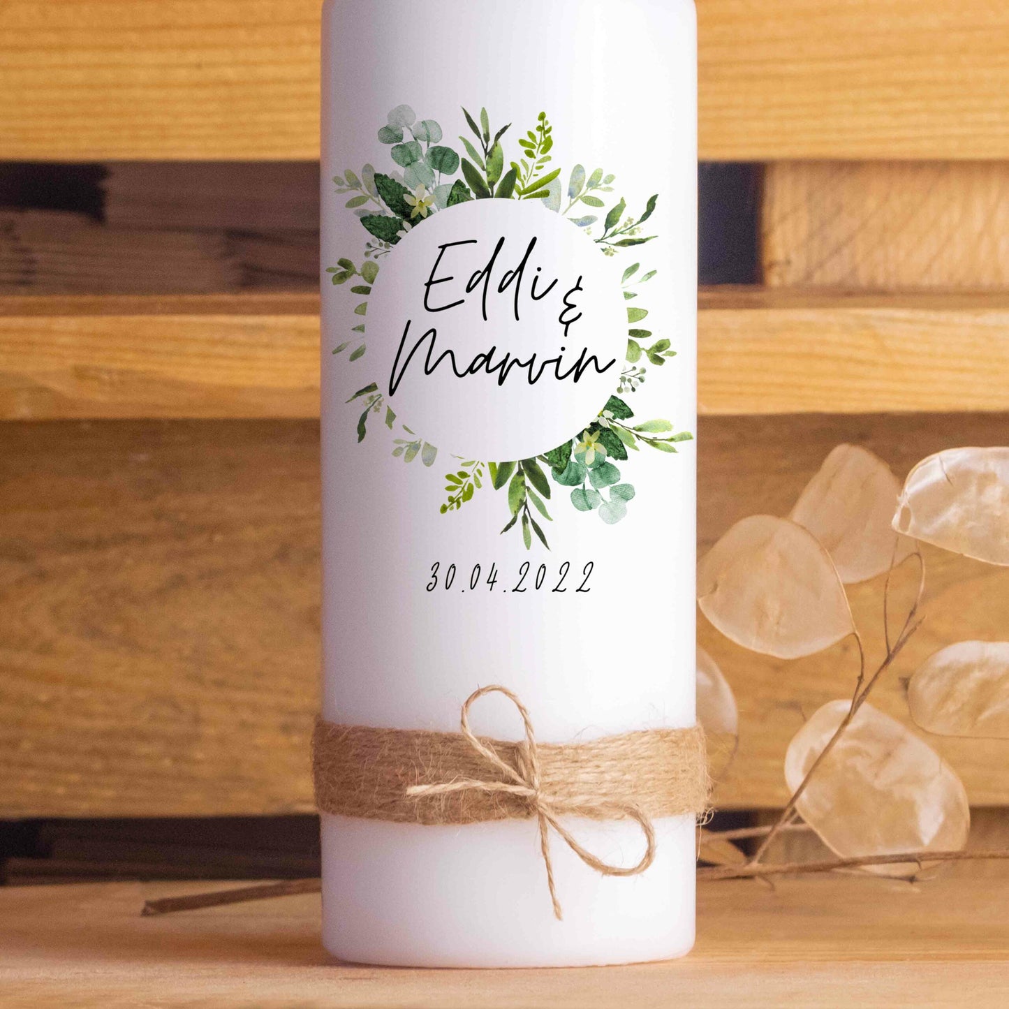 Hochzeitskerze | Kreis | 15 - 30 cm Höhe | Traukerze | Personalisierte Kerze