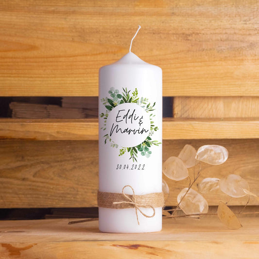 Personalisierte Hochzeitskerze Kreis