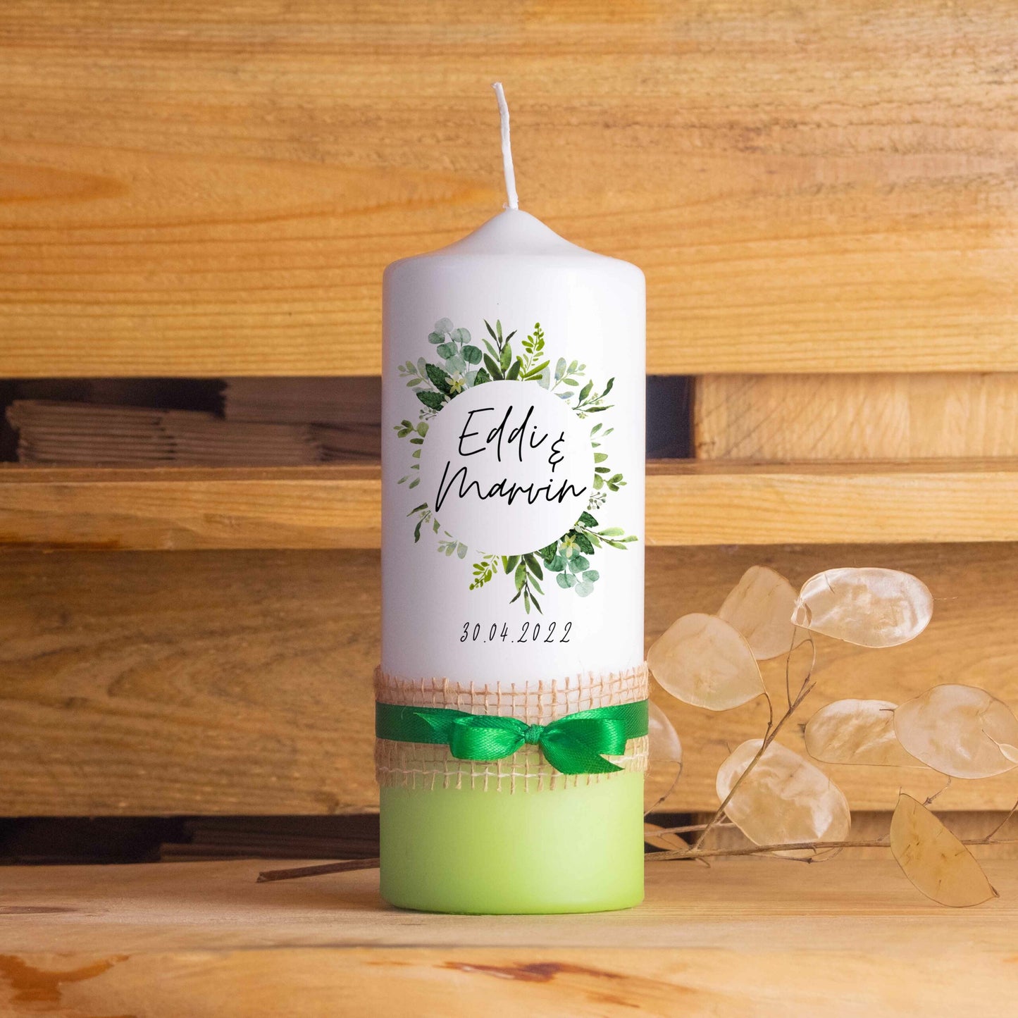 Hochzeitskerze | Kreis | 15 - 30 cm Höhe | Traukerze | Personalisierte Kerze