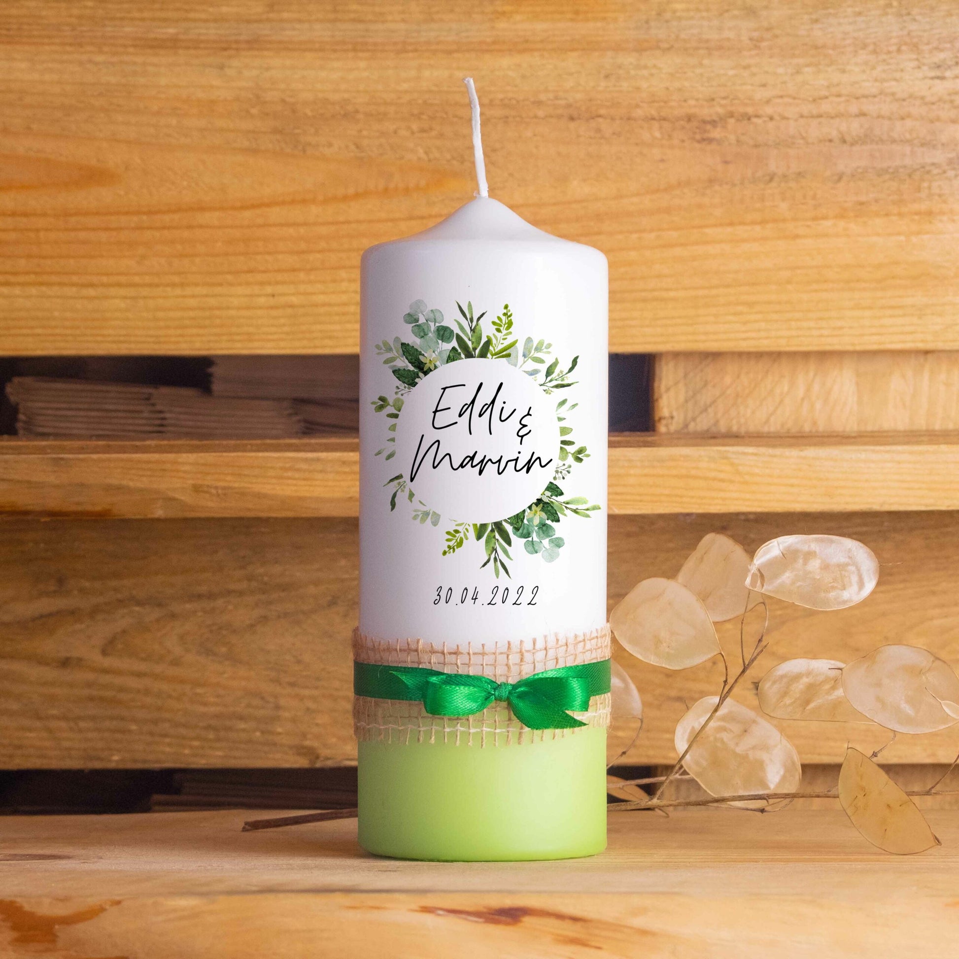 Hochzeitskerze | Kreis | 15 - 30 cm Höhe | Traukerze | Personalisierte Kerze