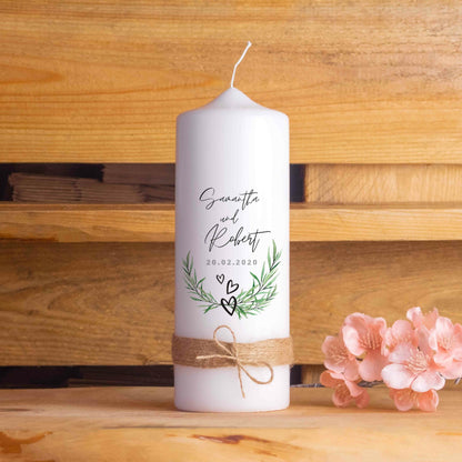 Personalisierte Hochzeitskerze Schlicht