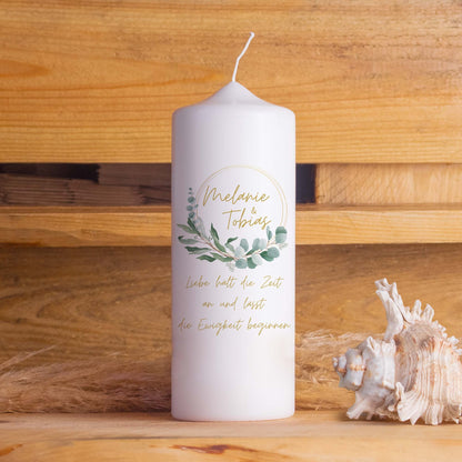 Hochzeitskerze | Eukalyptus Vintage | Personalisiert