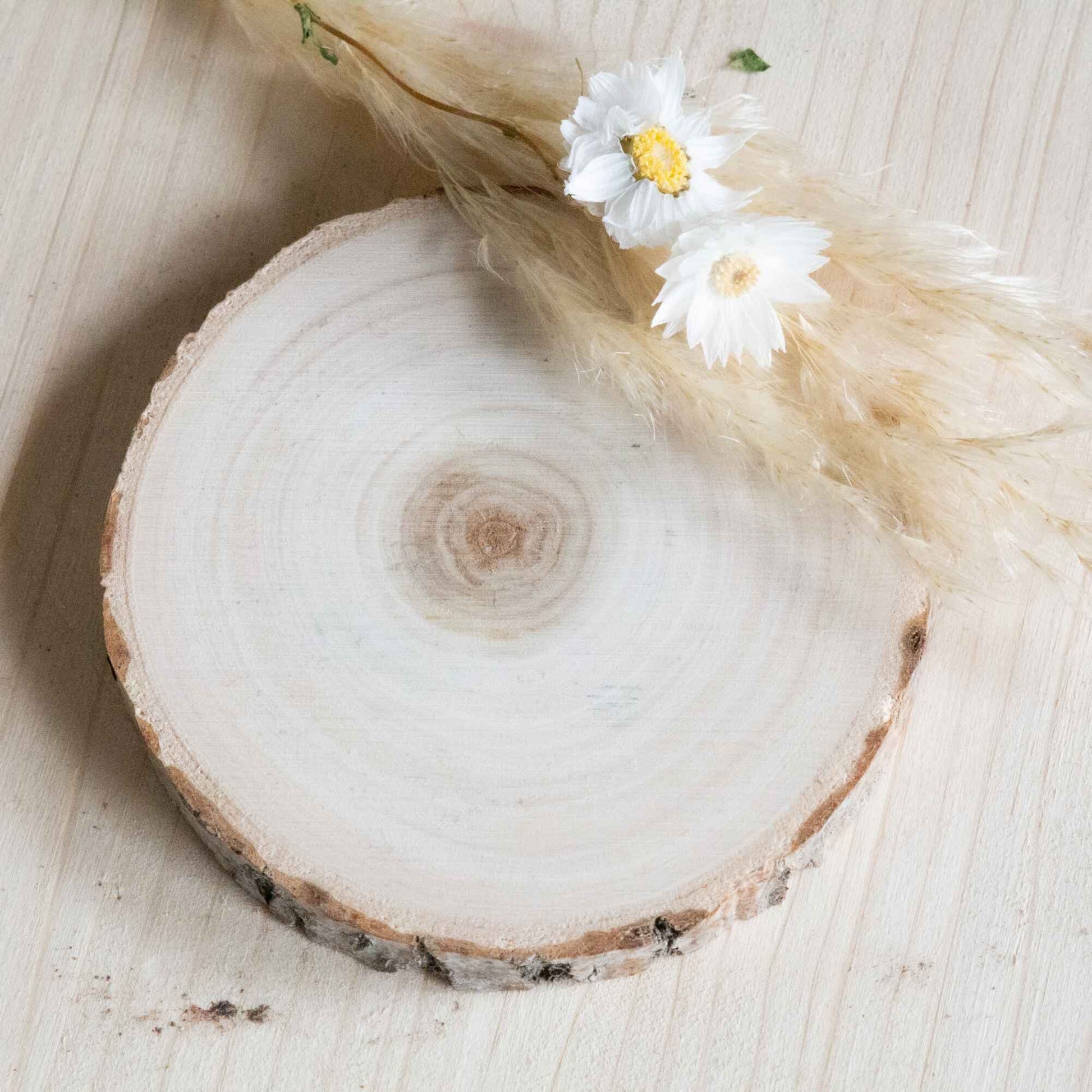 Kerzenuntersetzer Holzscheibe Natur