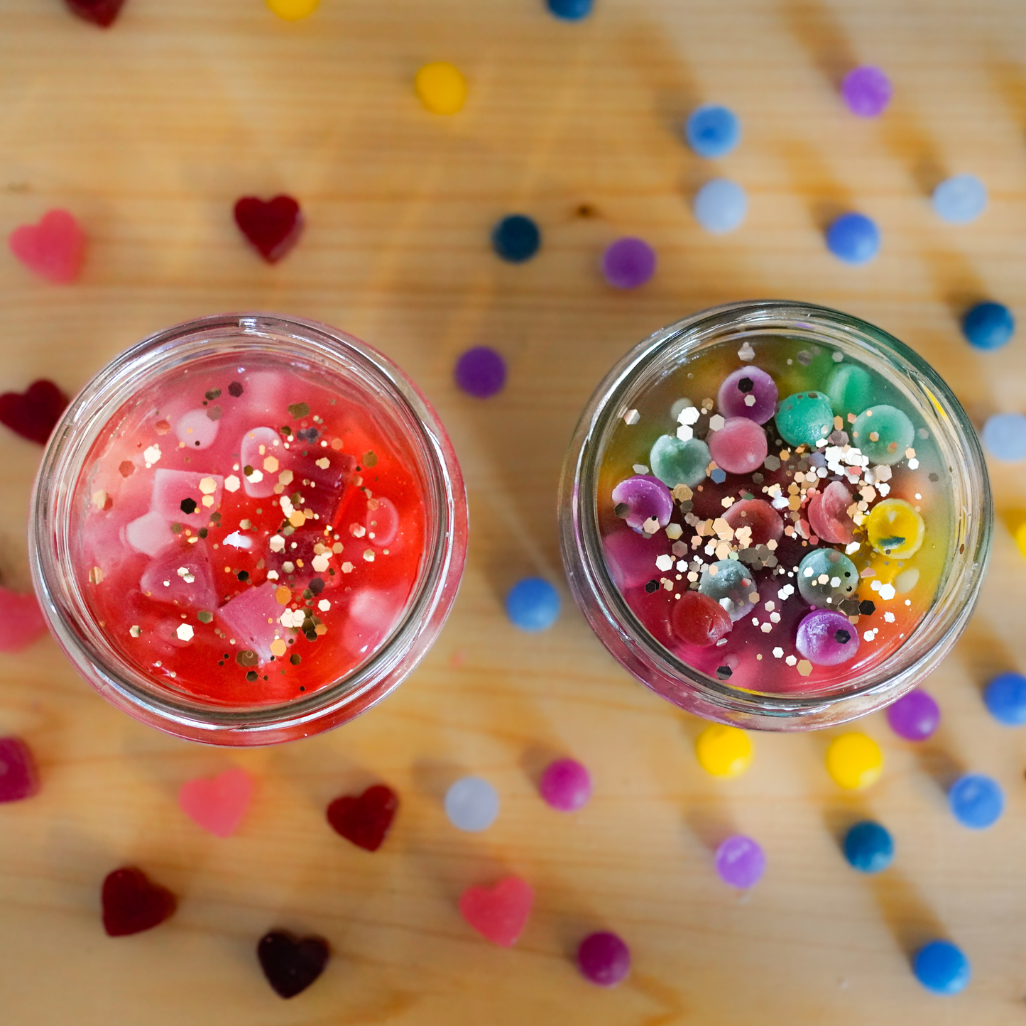 Jelly Candles von oben dekoriert