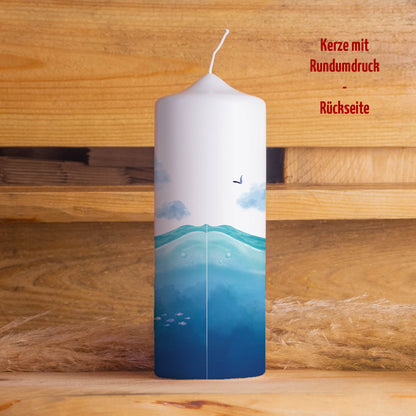 Taufkerze Jona | Bibel | Wal | Fisch | Boot | Rundumdruck | 20-30 cm Höhe | Personalisiert