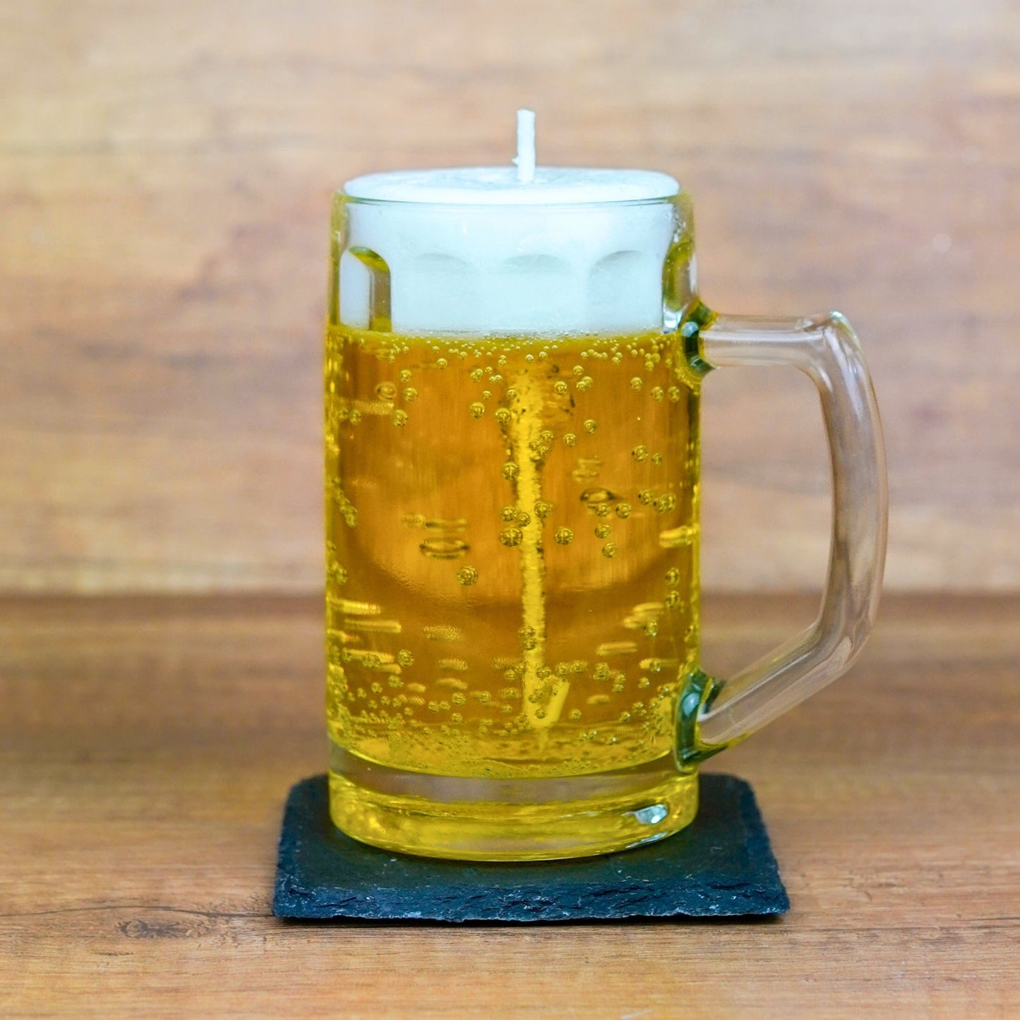 Witzige Bierglas Kerze mit Schaumkrone