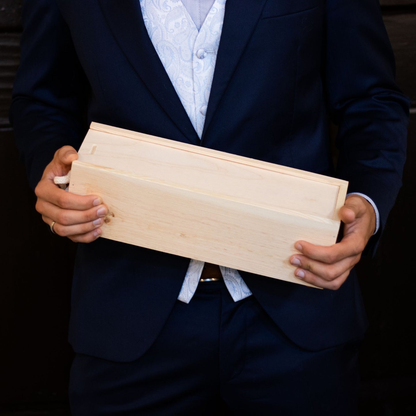 Kerzenbox aus Holz zur Aufbewahrung der Taufkerze oder Hochzeitskerze | 35 x10,5 x 10,5 cm | Hochzeit | Taufe