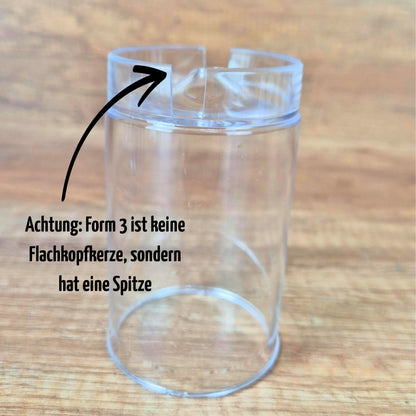 Kerzen Gießform - Zylinderkerze | Zylinder-Kerzenform | 4 Größen (flach & spitz)| Kerzenzubehör | Kerzen gießen