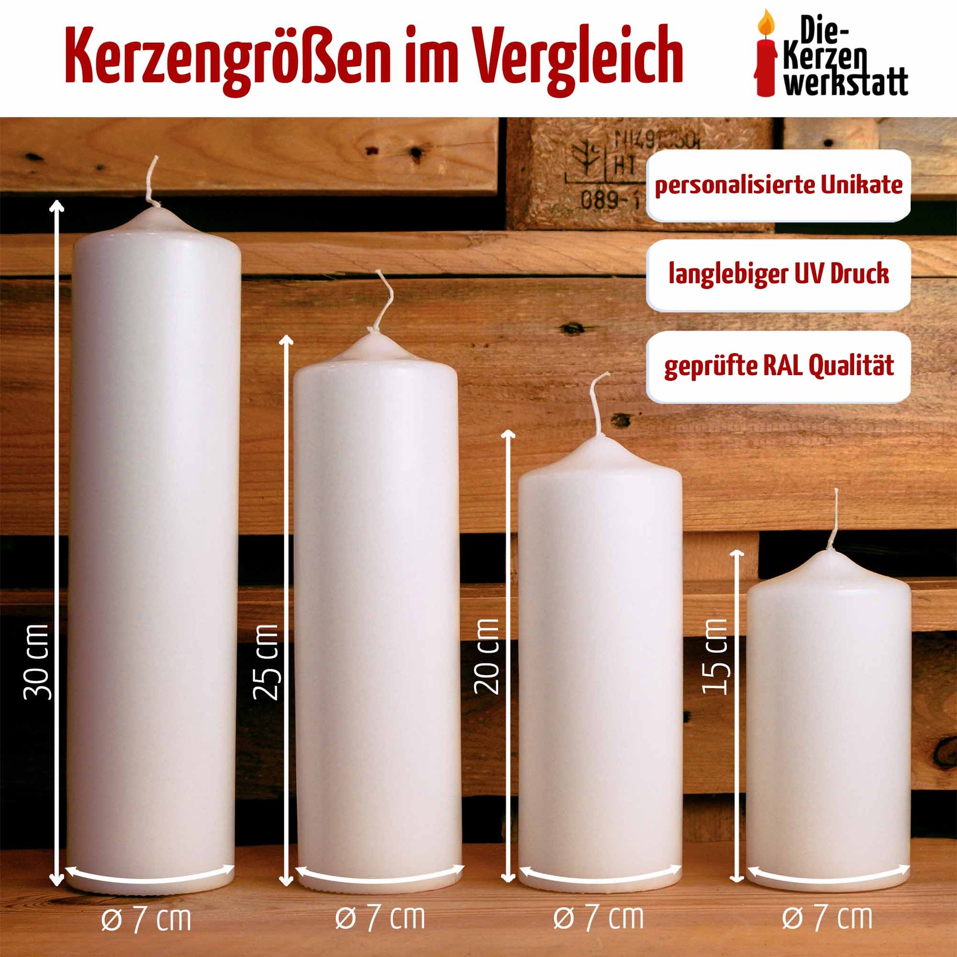 Trauerkerze mit Foto Gold | 15 - 30 cm Höhe | Personalisierte Kerze | Gedenkkerze | Erinnerungsstück | Trauerfeier