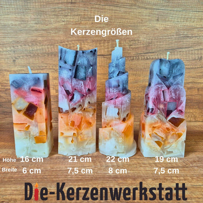 Wachswürfelkerze l Coffee Time l Verschiedene Formen l Stumpenkerze Groß Bunt | Geschenk Geburtstag l Handarbeit l bunte Kerze l Dekoration