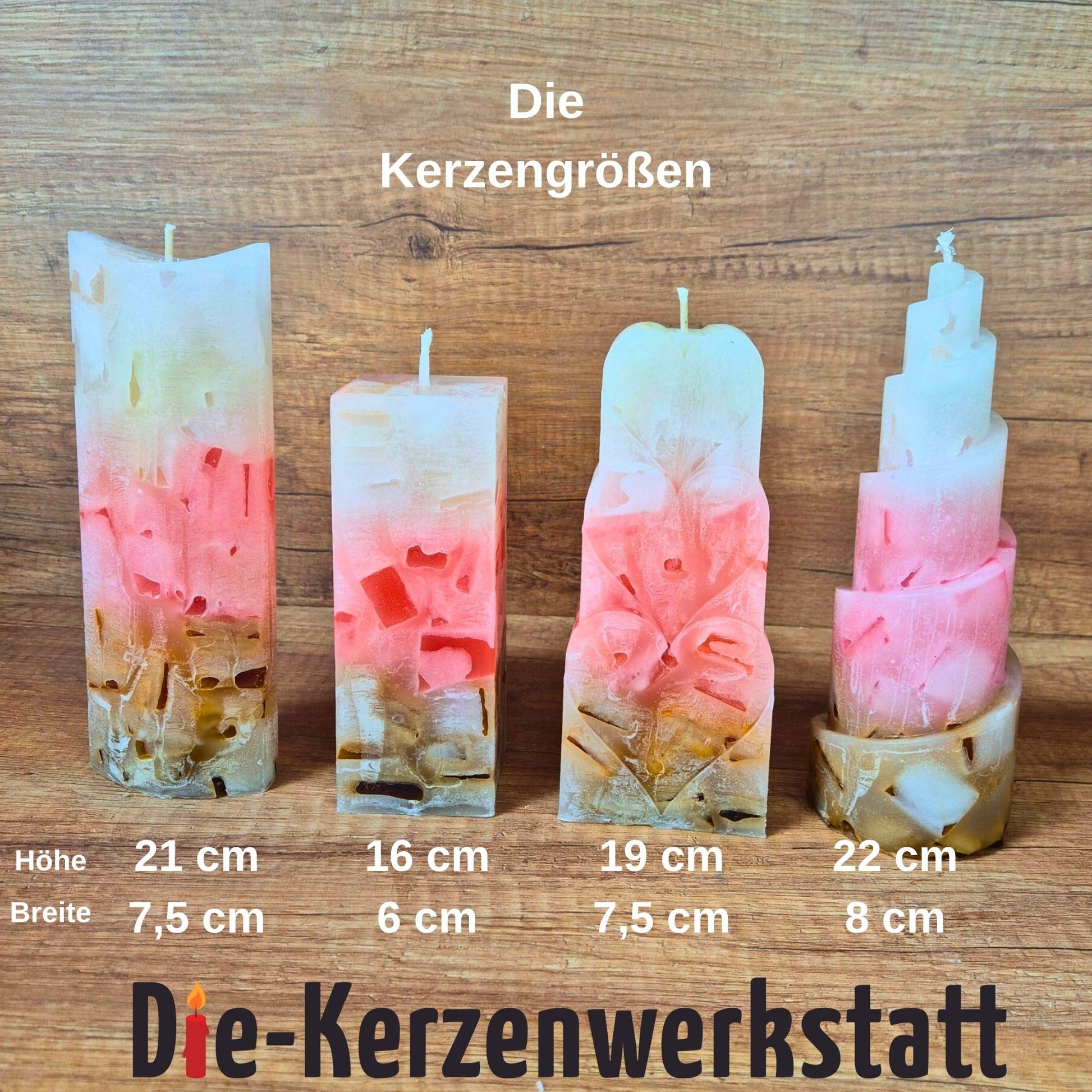 Wachswürfelkerze l Erdbeer Schoko Traum l Verschiedene Formen l Stumpenkerze Groß Bunt | Geschenk Geburtstag l Handarbeit l bunte Kerze l Dekoration