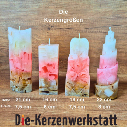 Wachswürfelkerze l Erdbeer Schoko Traum l Verschiedene Formen l Stumpenkerze Groß Bunt | Geschenk Geburtstag l Handarbeit l bunte Kerze l Dekoration