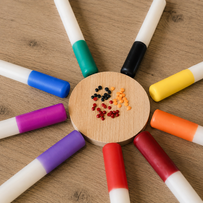 Kerzenpastillen oben seitlich Übersicht Farben