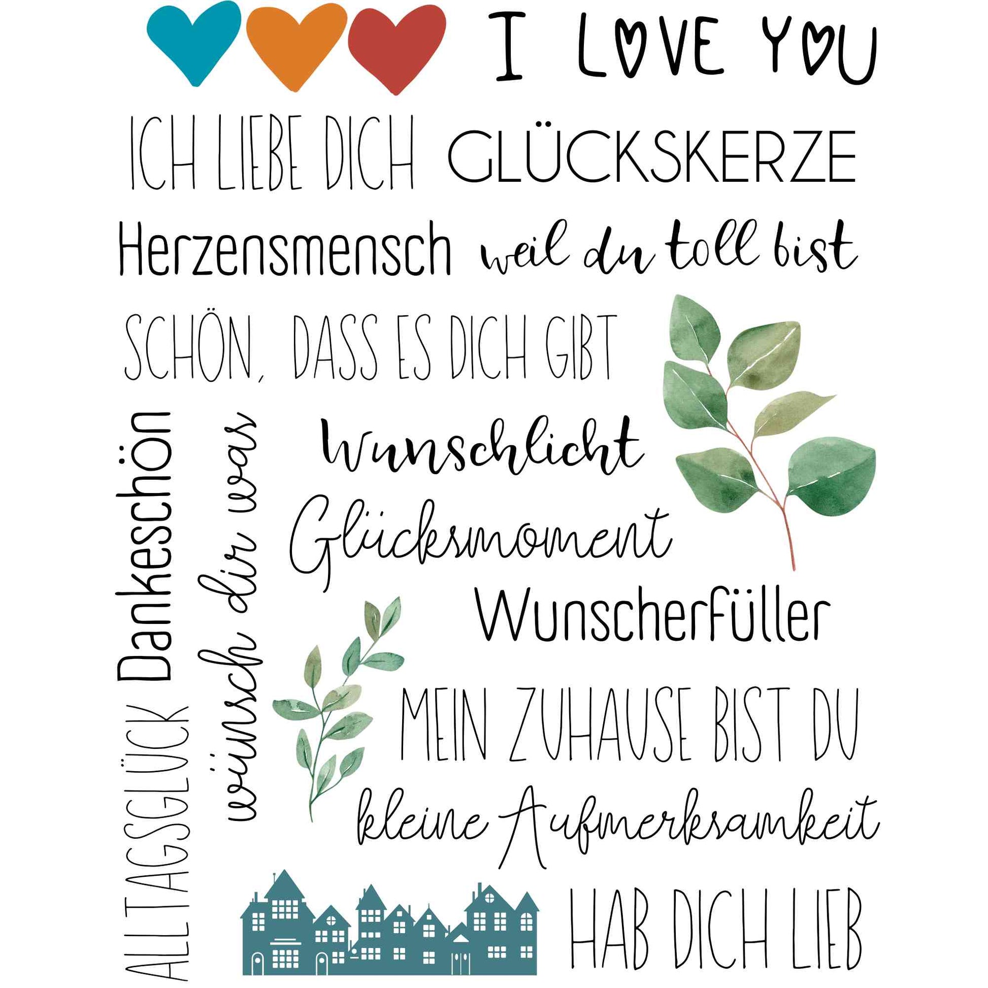 Kerzentattoos Herzen | Kerzenfolie | Bastelset für Kerzen Thema Liebe | Geschenk | Basteln | Kerzensticker