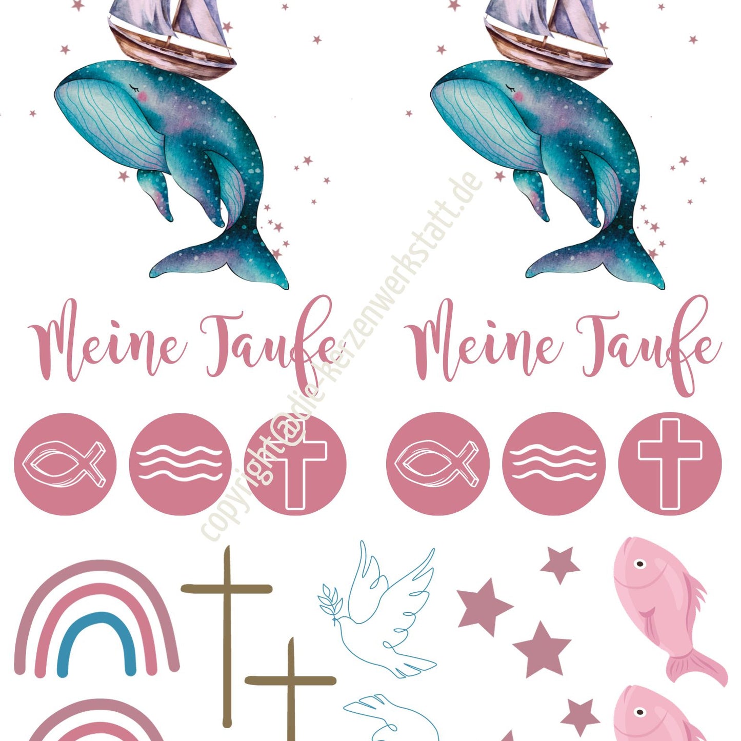 Kerzentattoo Taufe Boot Galaxy | Kerzenfolie | Bastelset für Kerzen Thema Taufe | Geschenk | Basteln | Kerzensticker | Evangelisch | Katholisch