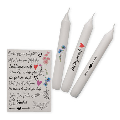 Kerzentattoos Muttertag | Kerzenfolie | Bastelset für Kerzen Thema "Muttertag" | Geschenk | Basteln | Kerzensticker