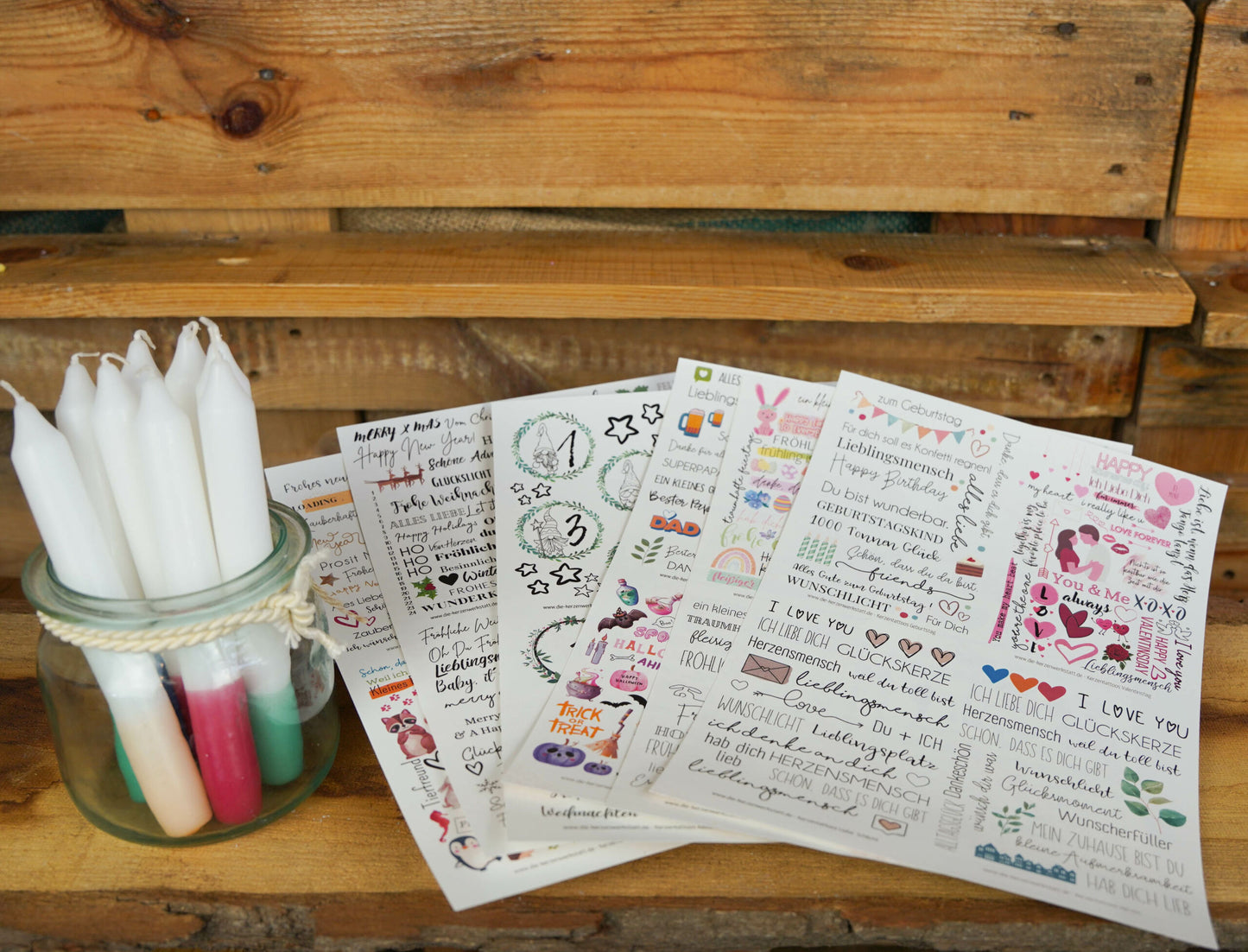 Kerzentattoo Paket für ca. 500 Kerzen | verschiedene Anlässe | Bastelset für Kerzen | Geschenk | Basteln | Kerzensticker