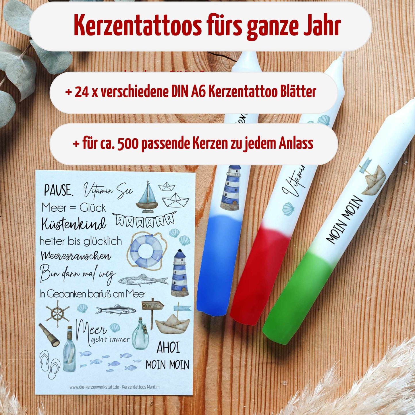 Kreatives Kerzentattoo-Set für 500 Kerzen