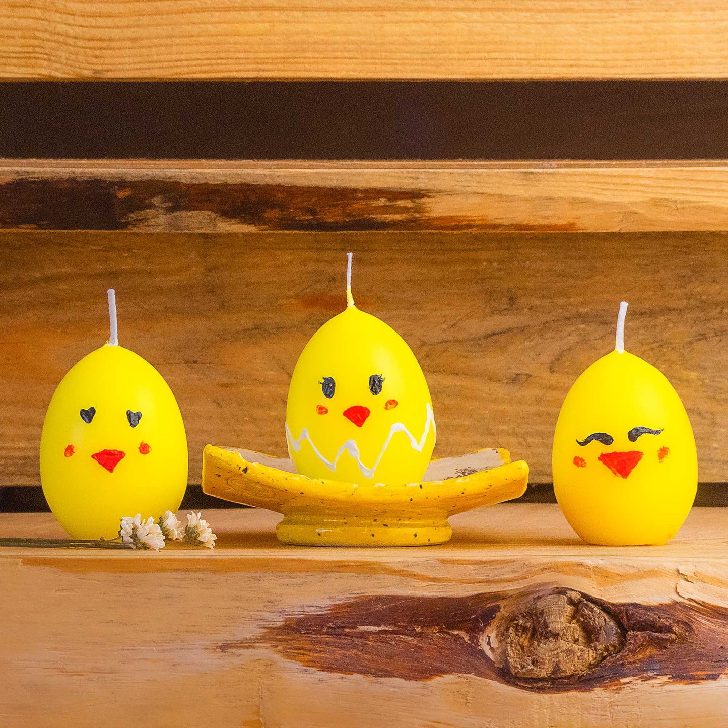 Handbemalte Küken-Kerzen 3er-Set Ostern