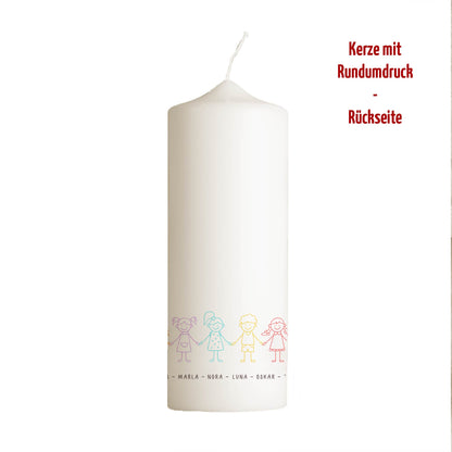 Kita Abschiedskerze „Kinderreihe“ | Personalisiert mit Namen | Geschenk Erzieherin | Rundumdruck | 15–30 cm