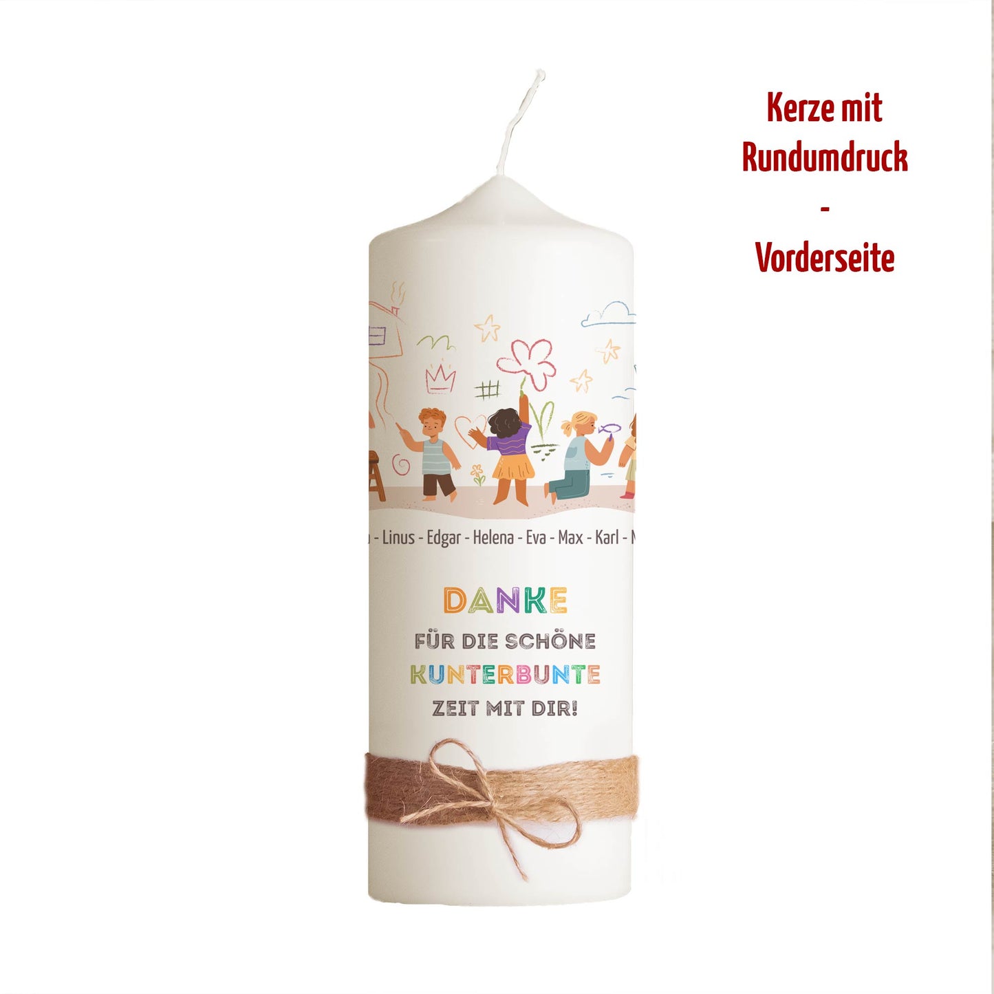 Kita-Abschiedskerze | Kinderzeichnung | Kindergarten | Personalisierte Kerze mit Spruch