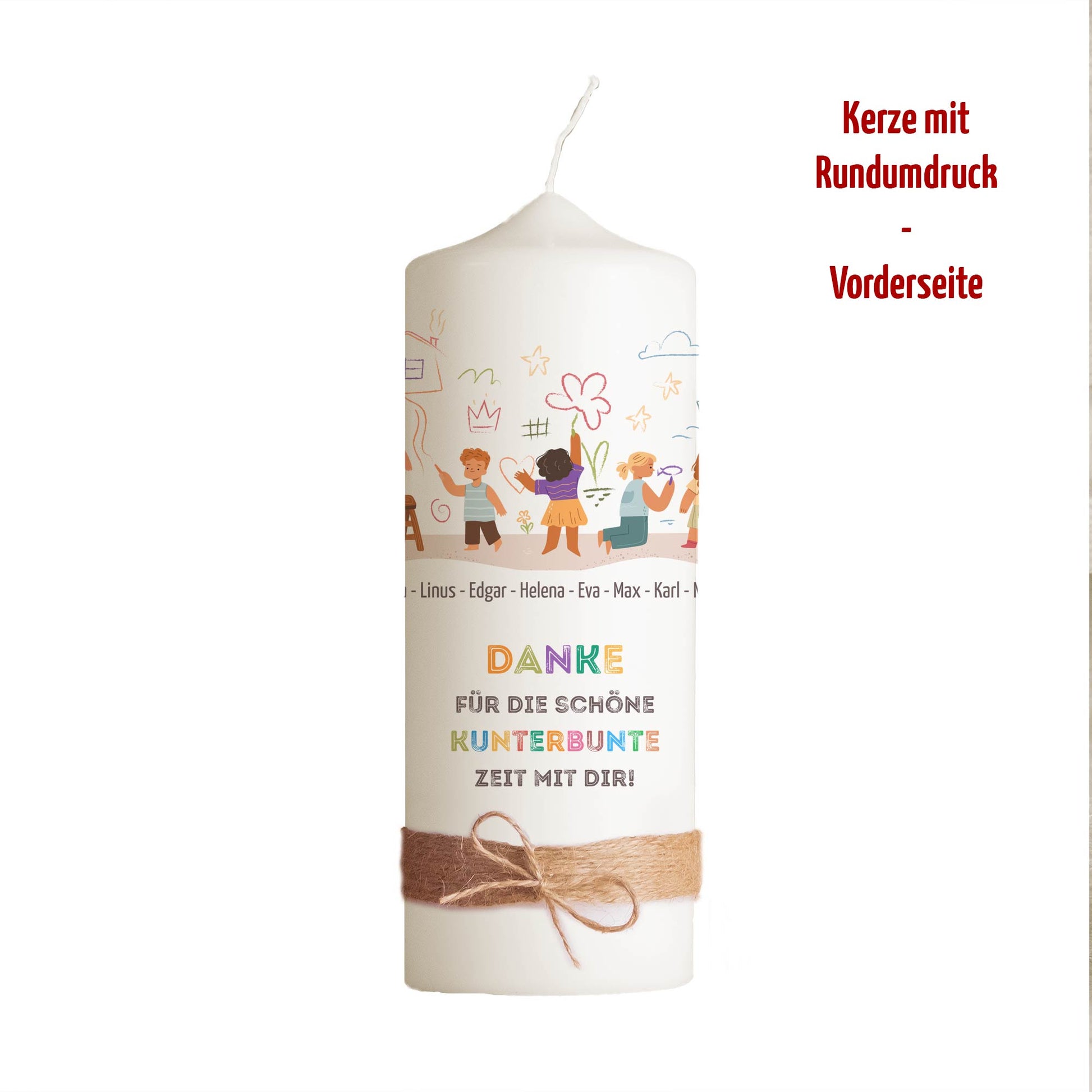 Kita-Abschiedskerze | Kinderzeichnung | Kindergarten | Personalisierte Kerze mit Spruch