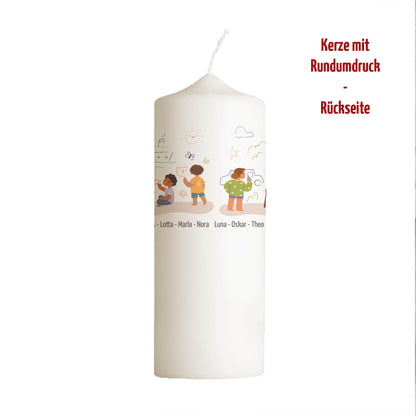Kita-Abschiedskerze | Kinderzeichnung | Kindergarten | Personalisierte Kerze mit Spruch