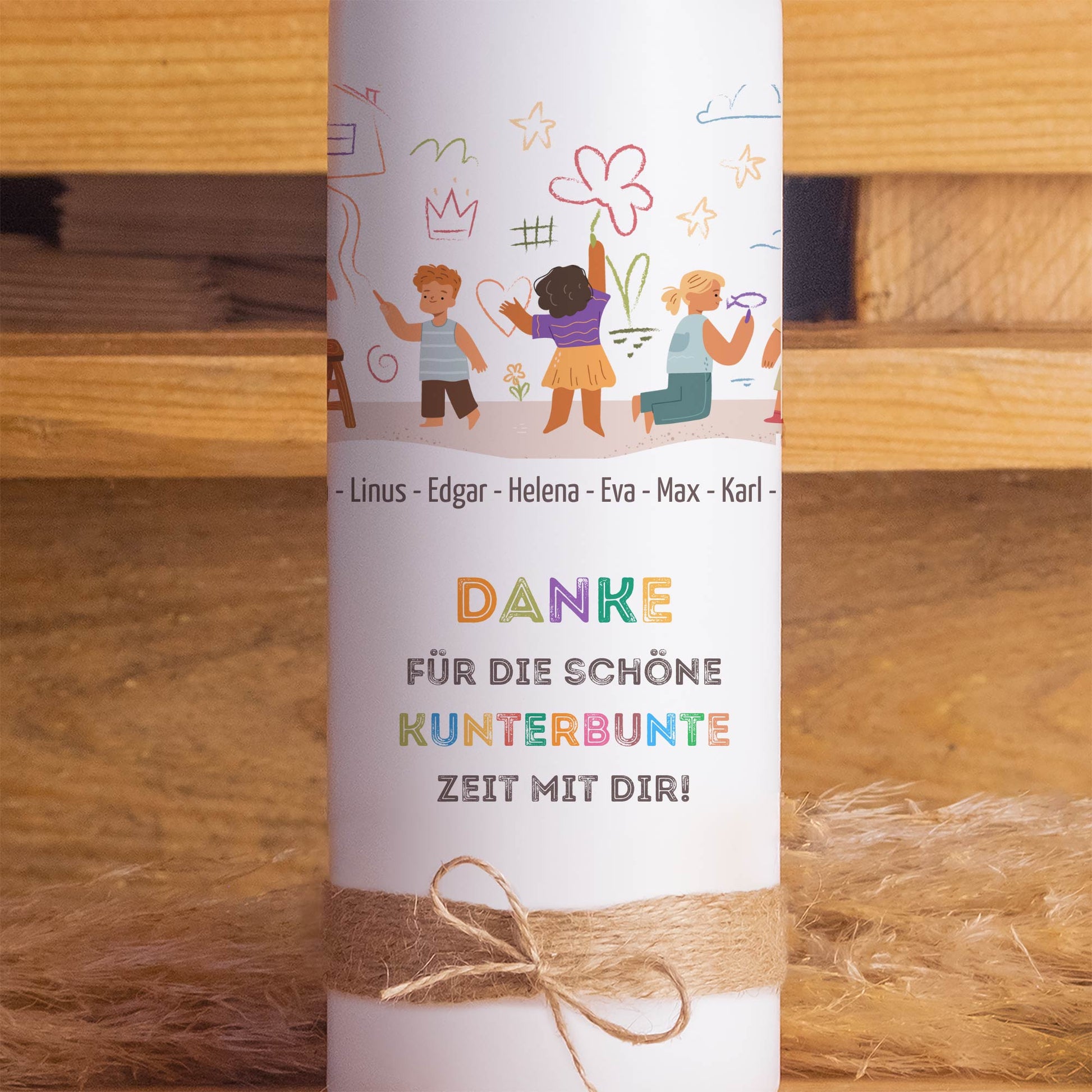 Kita-Abschiedskerze | Kinderzeichnung | Kindergarten | Personalisierte Kerze mit Spruch