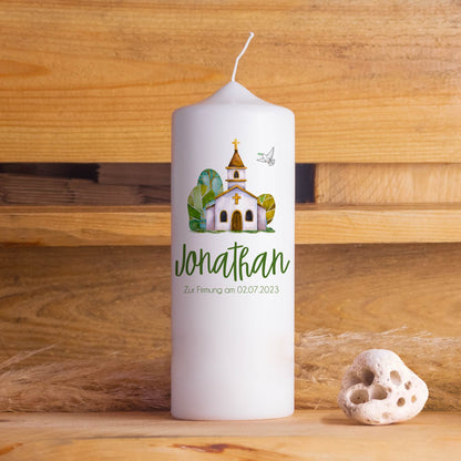 Personalisierte Firmungskerze Kirche