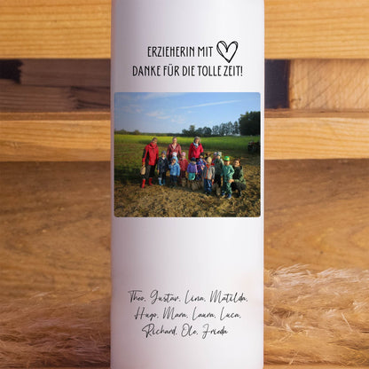Kita Abschiedsgeschenk Kerze mit Foto Erzieher*in | 15 - 30 cm Höhe | Personalisierte Kerze | Geschenkidee Kindergarten | Kita Hort