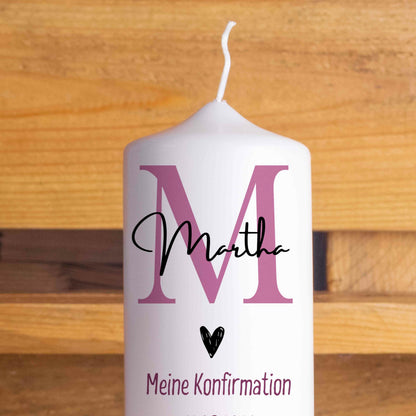 Konfirmationskerze | Initialen | 15 - 30 cm Höhe | Personalisierte Kerze