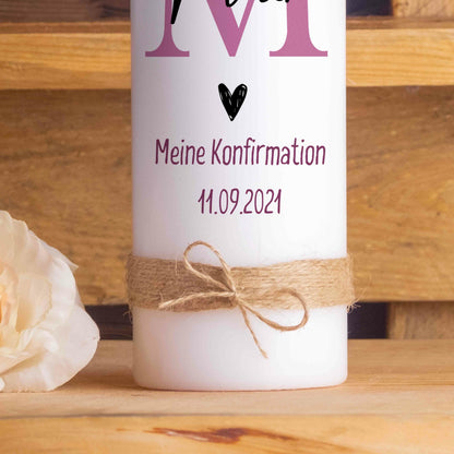 Konfirmationskerze | Initialen | 15 - 30 cm Höhe | Personalisierte Kerze
