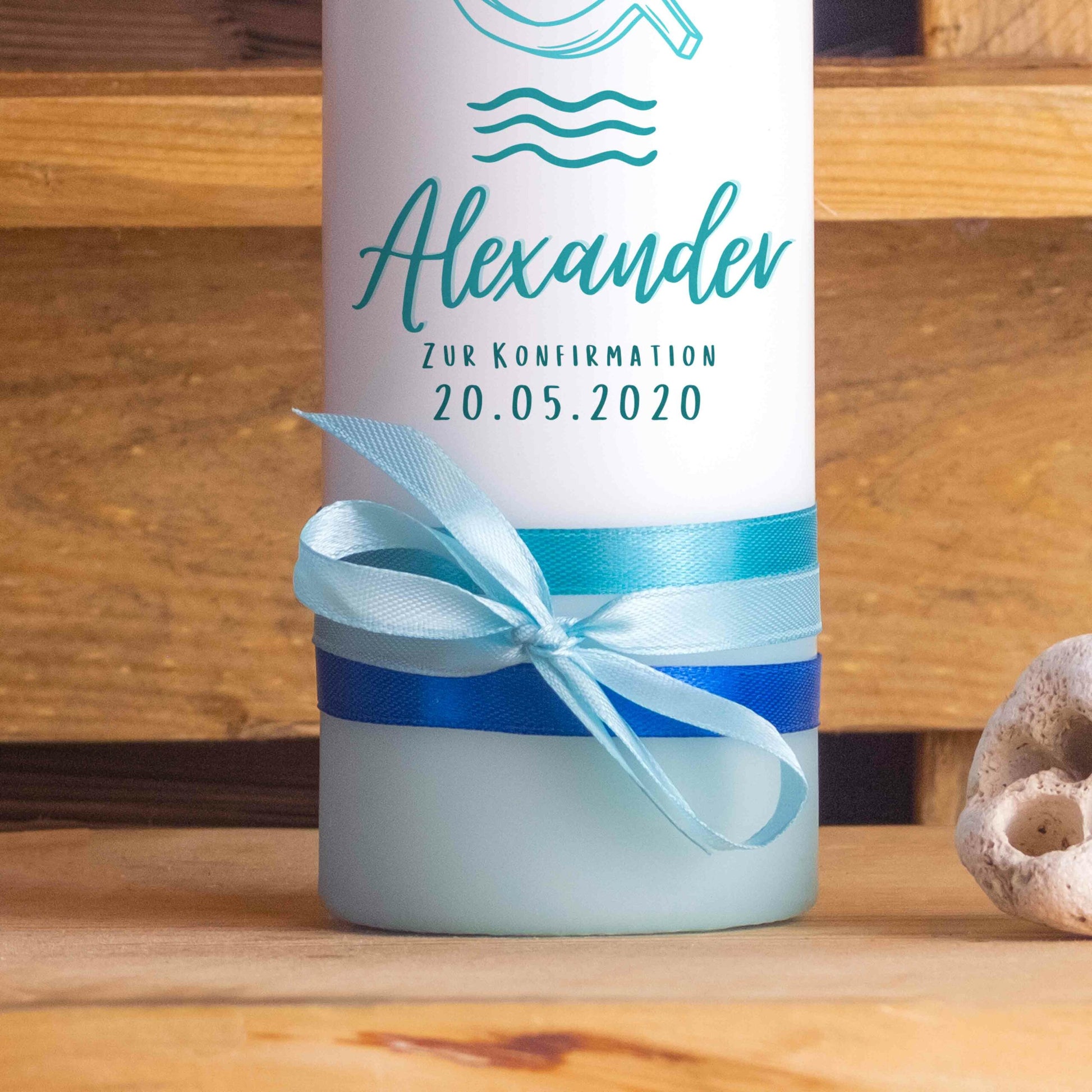 Konfirmationskerze | Symbole | 15 - 30 cm Höhe | Personalisierte Kerze