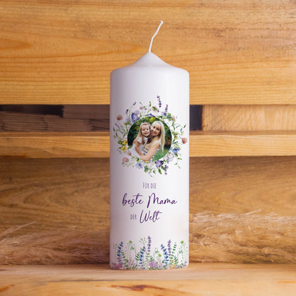 Personalisierte Fotokerze Lavendel