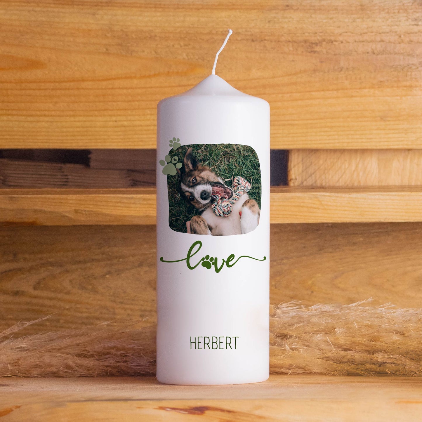 Haustierkerze Liebe mit Foto | 15 - 30 cm Höhe | Personalisierte Kerze | Gedenkkerze | Trauerkerze | Kerze als Andenken an Haustier