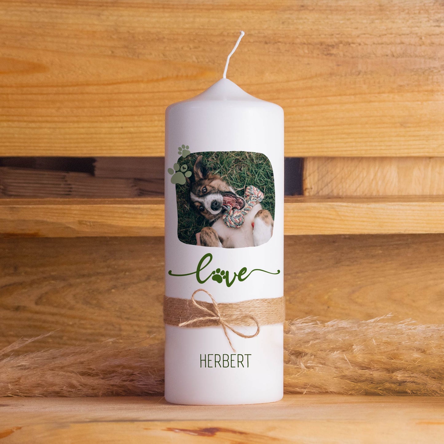 Haustierkerze Liebe mit Foto | 15 - 30 cm Höhe | Personalisierte Kerze | Gedenkkerze | Trauerkerze | Kerze als Andenken an Haustier