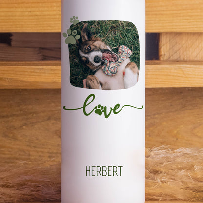 Haustierkerze Liebe mit Foto | 15 - 30 cm Höhe | Personalisierte Kerze | Gedenkkerze | Trauerkerze | Kerze als Andenken an Haustier