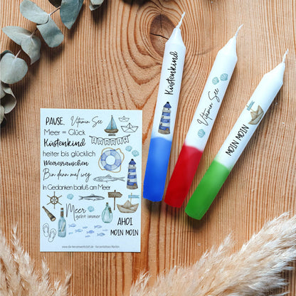 Kerzentattoos Maritim | Kerzenfolie | Bastelset für Kerzen Thema "Maritim" | Geschenk | Basteln | Kerzensticker