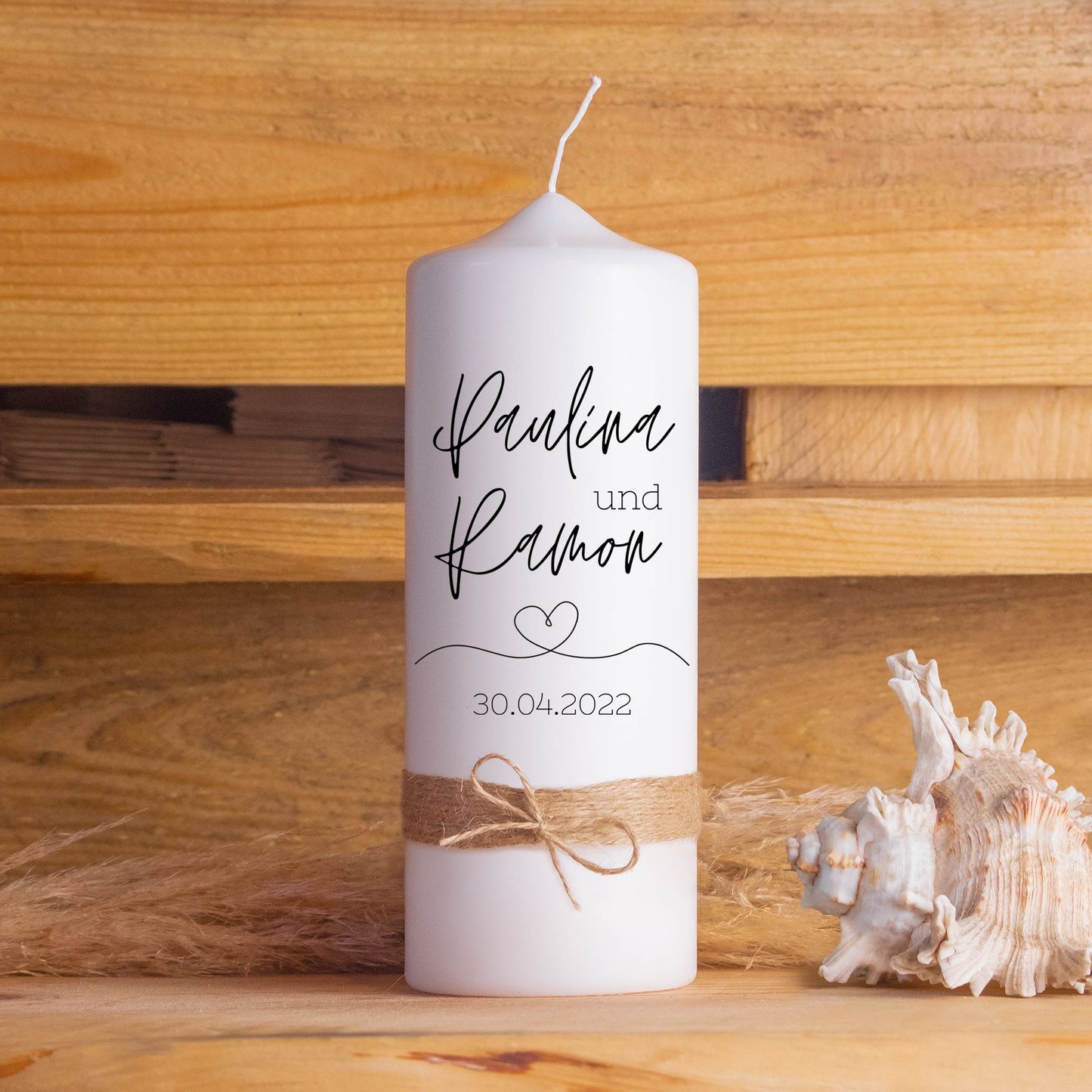 Hochzeitskerze | Monochrom | 15 - 30 cm Höhe | Traukerze | Personalisierte Kerze