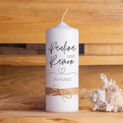 Hochzeitskerze | Monochrom | 15 - 30 cm Höhe | Traukerze | Personalisierte Kerze