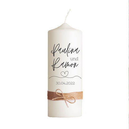 Hochzeitskerze | Monochrom | 15 - 30 cm Höhe | Traukerze | Personalisierte Kerze