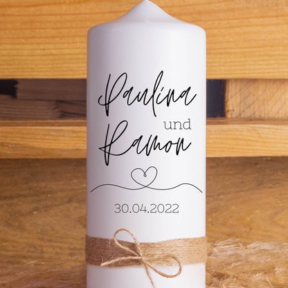 Hochzeitskerze | Monochrom | 15 - 30 cm Höhe | Traukerze | Personalisierte Kerze
