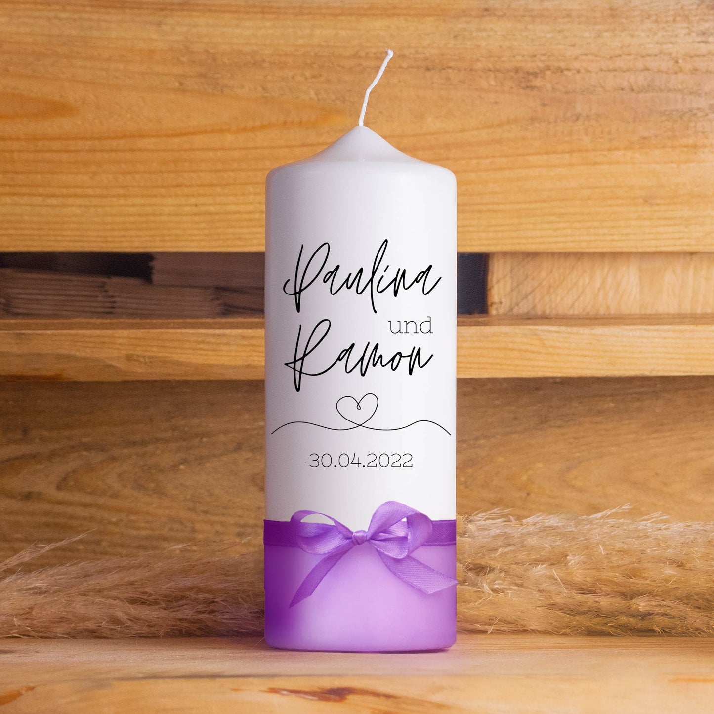 Hochzeitskerze | Monochrom | 15 - 30 cm Höhe | Traukerze | Personalisierte Kerze