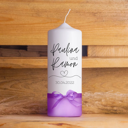 Hochzeitskerze | Monochrom | 15 - 30 cm Höhe | Traukerze | Personalisierte Kerze