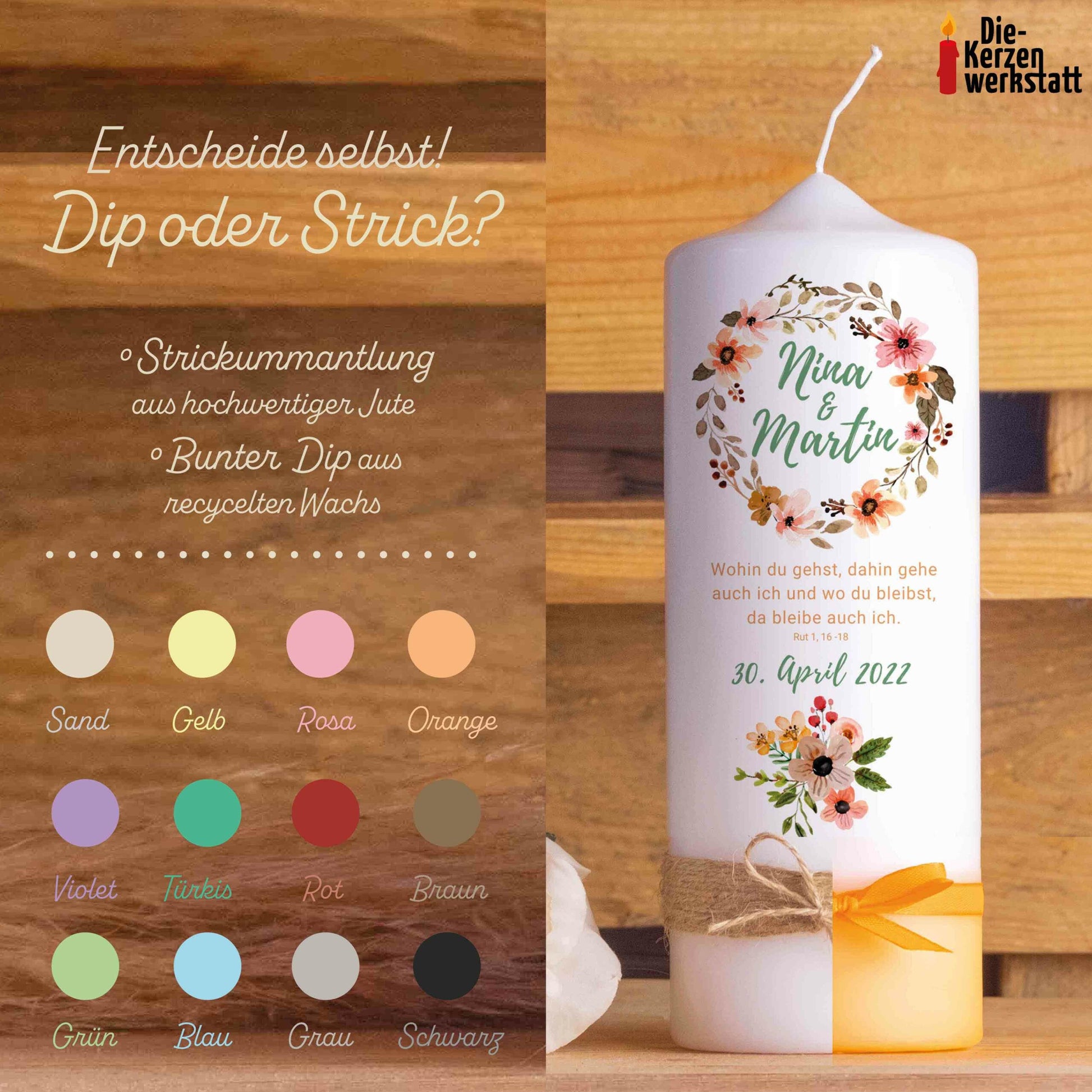 Hochzeitskerze | Herbst | Personalisiert