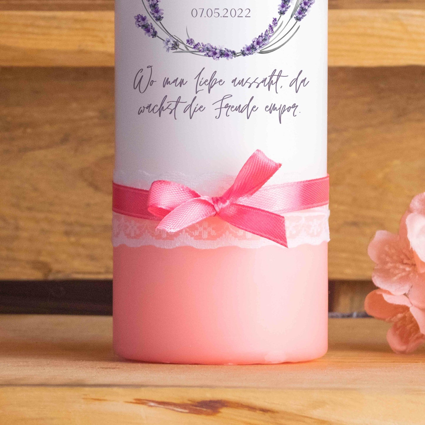Hochzeitskerze | Lavendel | 15 - 30 cm Höhe | Traukerze | Personalisierte Kerze