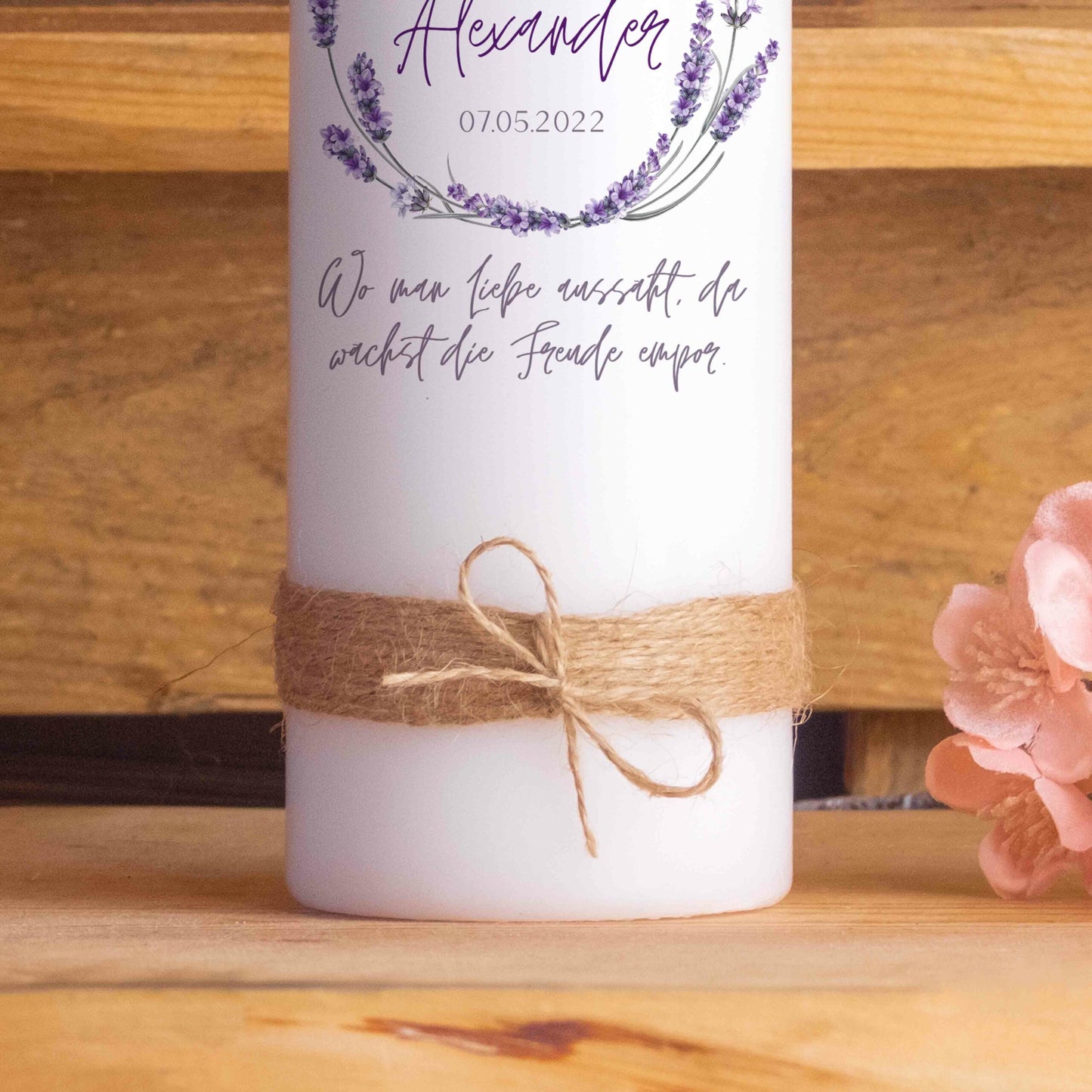Hochzeitskerze | Lavendel | 15 - 30 cm Höhe | Traukerze | Personalisierte Kerze
