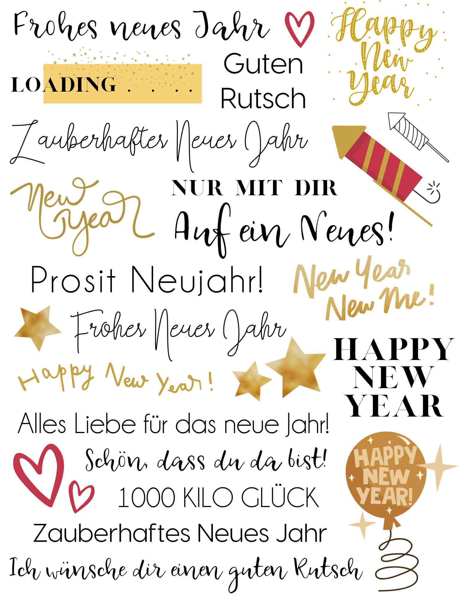 Kerzentattoos Silvester-Rot | Kerzenfolie | Bastelset für Kerzen Thema "Neujahr" | Geschenk | Basteln | Kerzensticker